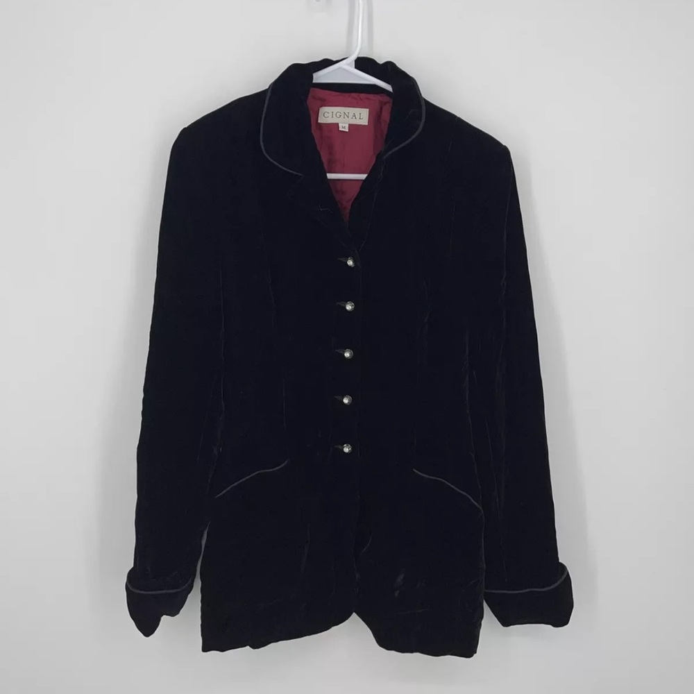 Cignal Velvet Diamond Button Jacket Blazer Size M
